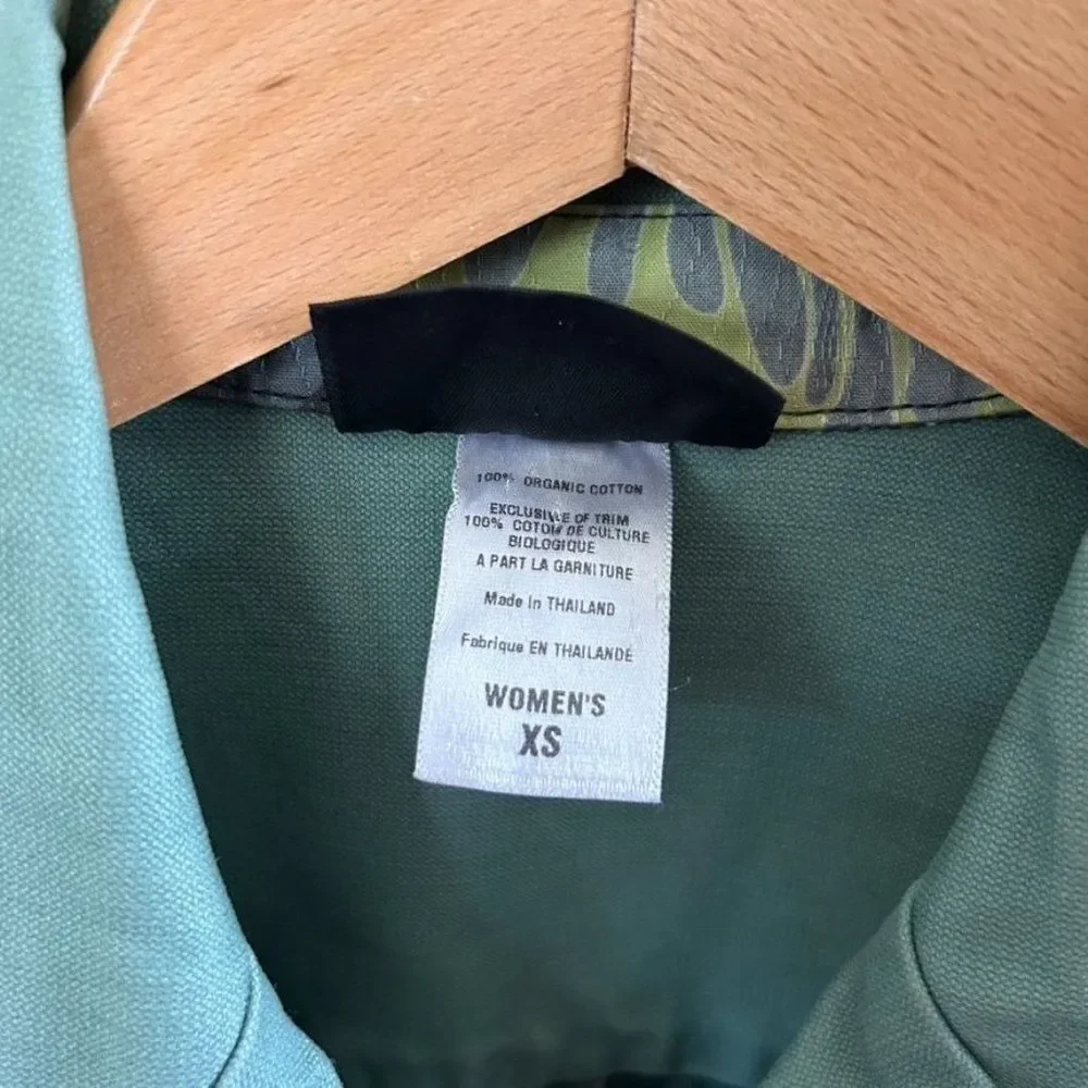 Patagonia XS Green Button Front Jacket Organic Cotton Broken Twill‎ Jacket